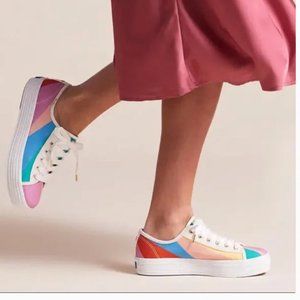 NEW {Keds x Kate Spade} Triple Kick Multi Stripe Sneaker In Pink Multi